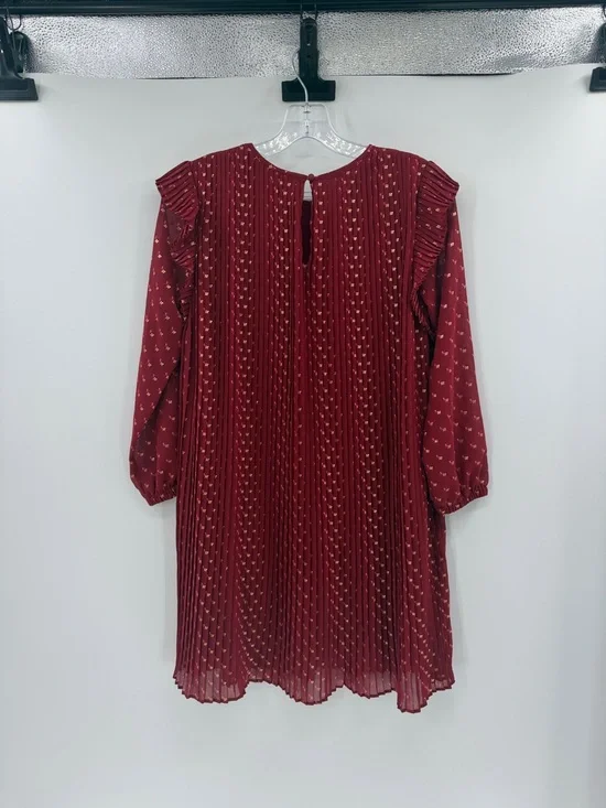 Vineyard Vines Girl's Pleated Long Sleeve Dress - Red/Gold - Large - Picture 10 of 10